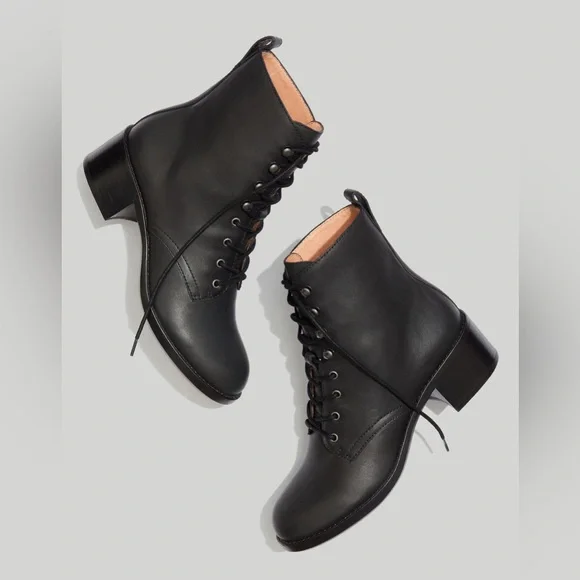 New Madewell Women Combat The Patti Lace Up Boots Black Size 6.5 - Picture 2 of 8